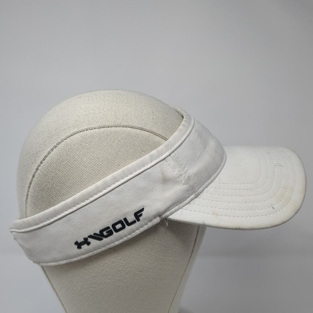 Under Armour Golf Strapback Visor Hat Solid White… - image 4